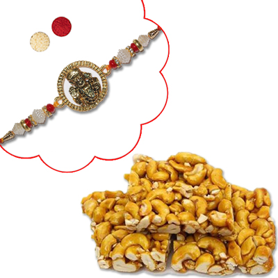 "Zardosi Rakhi - ZR-5030 A-156(Single Rakhi) , 250gms Kaju Pakam Sweet(ED) - Click here to View more details about this Product